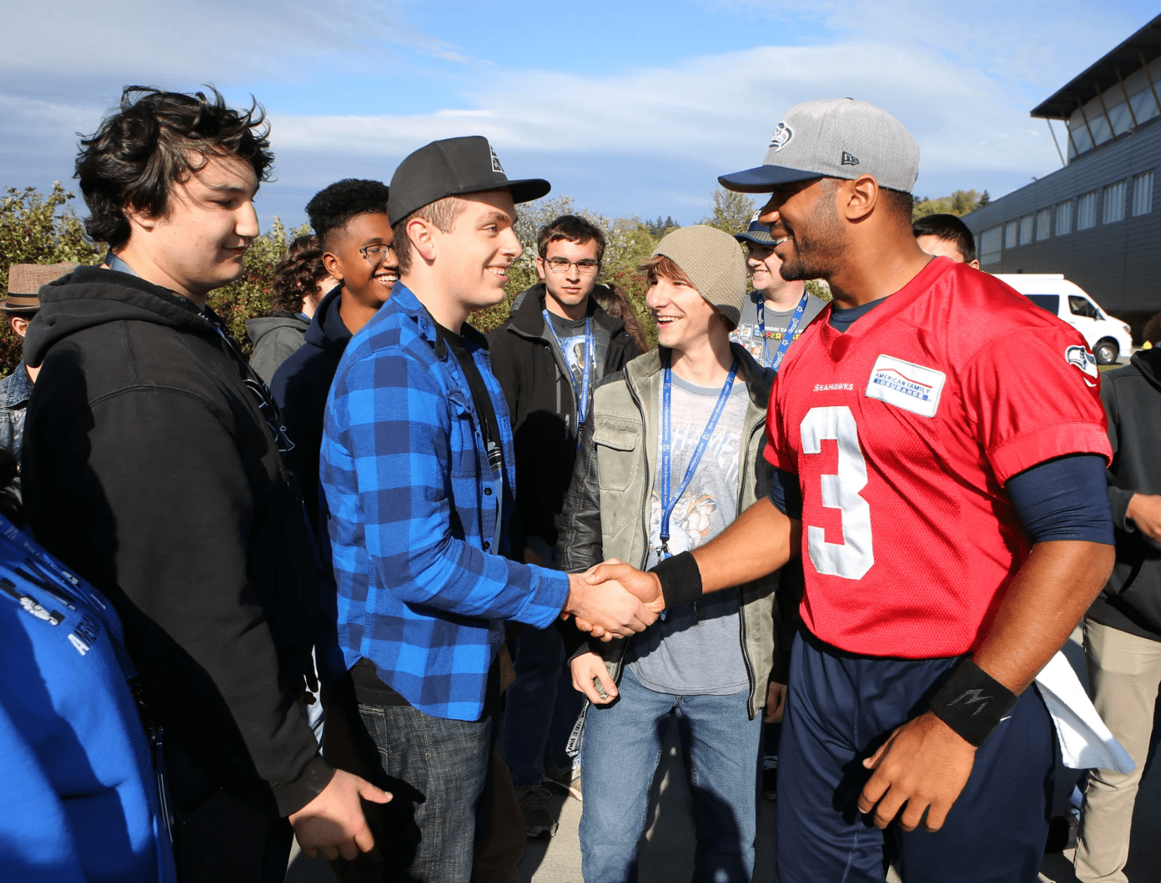 Shaking hands with Russell Wilson
